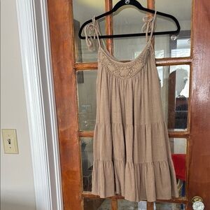 TALULAH Taupe Sleeveless Crochet Tunic/Coverup